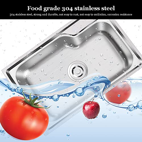 Qqxx Utility Sink Free Standing,Single Bowl Kitchen Sink With Cold And Hot Water Faucets,Commercial Stainless Steel Sink With Storage Shelve For Laundry Room Bathroom Farmhouse #TOP1