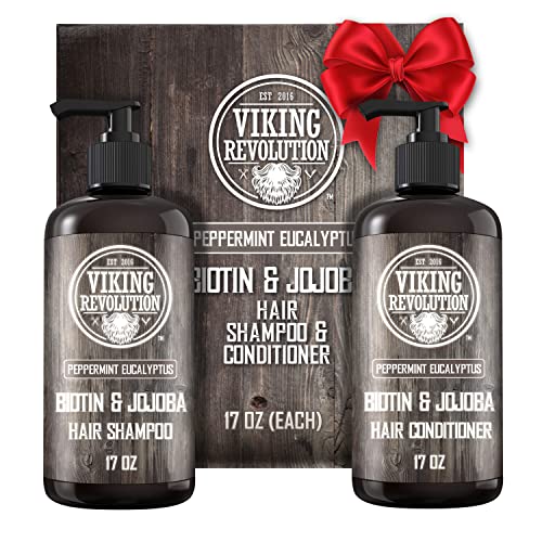 Viking Revolution - Men's Shampoo & Conditioner - 2 x 500 ml - Natural Shampoo with Jojoba Oil and Mint Oil - Peppermint & Eucalyptus Scent