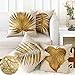 KUNQIAN Set di 4 federe impermeabili per cuscini da giardino tropicale, con foglie di palma dorate, decorative per panca e divano, mobili in lino, 45 x 45 cm