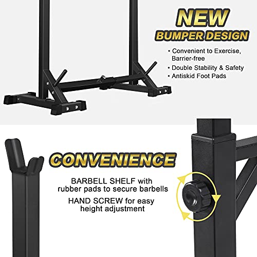 Canpa Adjustable Squat Rack Stand Multi-Function Barbell Rack Weight Lifting Gym Dumbbell Racks Home Gym Bench Press Rack Dumbbell Racks Stands 600Lbs （Black) #TOP5