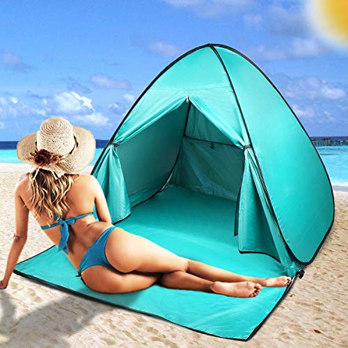 FBSPORT Beach Tent, UPF 50+ Automatic Pop Up Sun Shelter Umbrella, Portable Outdoor