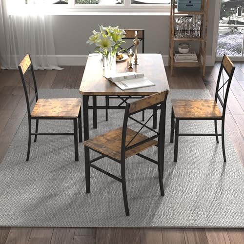 NCKMYB 4-Piece Wooden Dining Table Set, Compact Kitchen & Dining Room Table with Chairs for Small Spaces | Solid Wood, Space-Saving Design