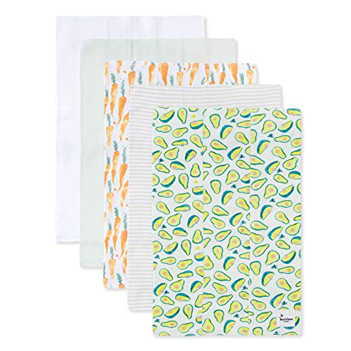 Image of Burt's Bees Baby - Burp Cloths, 5-Pack Extra Absorbent 100% Organic Cotton Drool Cloths