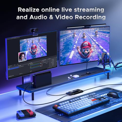 XIIXMASK Video Capture Card, Audio Video Capture Card, USB 3.0 Capture Card 4K HDMI Loop-Out, 1080P 60FPS/2K 30FPS Video Game Capture for Streaming Works for PS5/Switch/Camera/PC/OBS(Black) - Thumbnail 5