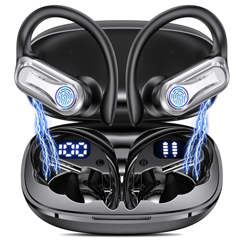 Acjohtin 90H Bluetooth 6.1 Sports Earhook Earbuds,LED...