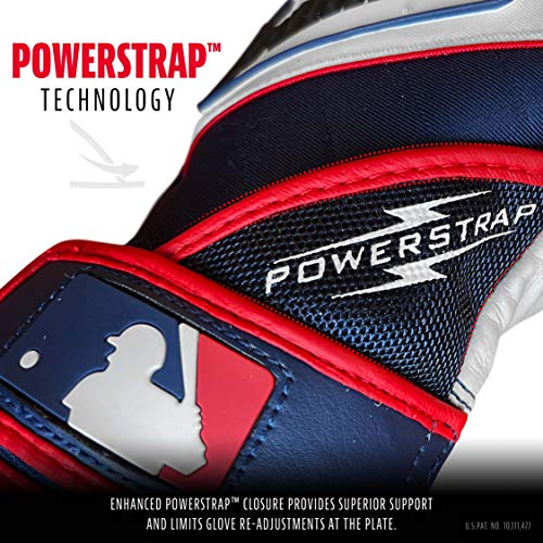 Franklin Sports MLB Powerstrap Batting Gloves, Pearl/Navy/Red Adult Medium - image 3