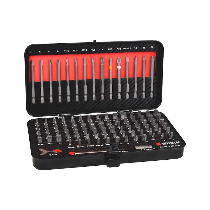 Würth 105-Piece 1/4 Inch Bit Set - Extensive Assortment of Standard and Security Bits in Short and Long Designs - Image 2