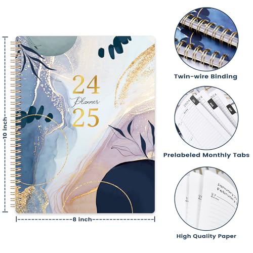 Planner 2024-2025 - Academic Planner 2024-2025, Jul. 2024 - Jun. 2025, 8\" x 10\", 2024-2025 Weekly and Monthly Planner with Printed Tabs - Leaf Sand