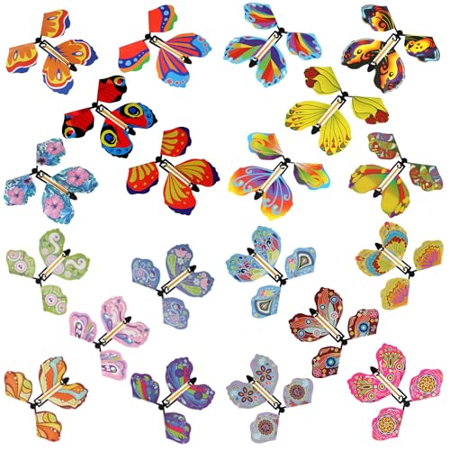 MEMOFYND 20 Apoyos de Mariposas Acrobáticas Voladoras, Coloridas Tarjetas de Juguete y Regalos (10*12cm)