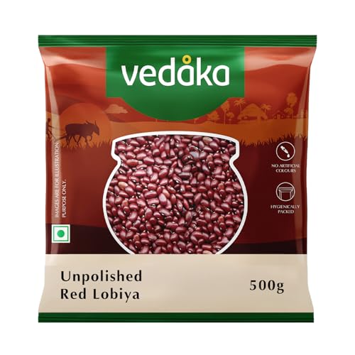 Amazon Brand - Vedaka Unpolished Red Lobia | 500 g | Easy to Cook...