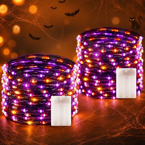 Brightown-Halloween-Fairy-Lights-Purple-Orange, 2Pack 16.4FT 50 LED Lights - image 1
