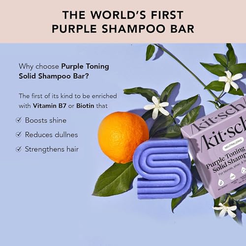 Image of Kitsch Purple Shampoo Bar Soap for Blondes & Color Treated Hair - 3.5 oz | Shampoo For Color Treated Hair - Biotin Shampoo for Neutralizing Brassy Tones - Paraben, Silicone & Sulfate Free Hair Care