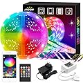 APSPOW LED Strip Lights 100ft, Bluetooth and APP Control, Multicolor RGB Light Strips, Music Sync Color Changing for Bedroom Indoor