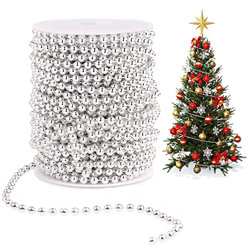 10M perlenkette weihnachtsbaum- 5mm weihnachtsbaum kette- Perlenkette für Weihnachtsbaum- als Tischdeko, Weihnachtsbaum Deko, Basteln, Party, Adventskranz, Dekoband, Geschenkband Cover