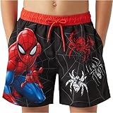 Marvel Spiderman Costume Piscina Pantaloncino Bambino 3-10 Anni, Cordino Regolabile e Tasche, UPF 50+ per Piscina Spiaggia (4-5 Anni, Nero Spiderman)