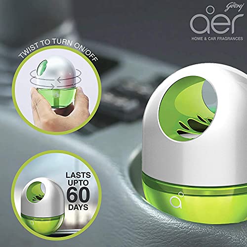 Image of LIONSPIRE ENTERPRISE Godrej Aer Twist, Car Air Freshener, Long-Lasting, Spill-Proof - Fresh Lush Green (45G)