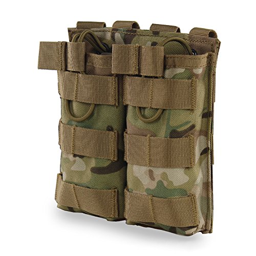 Outry M4 M16 AR-15 Type Magazine Pouch Mag Holder - Triple/Double/Single Airsoft MOLLE Mag Pouch - Open Top Version - Double - Multicam/CP
