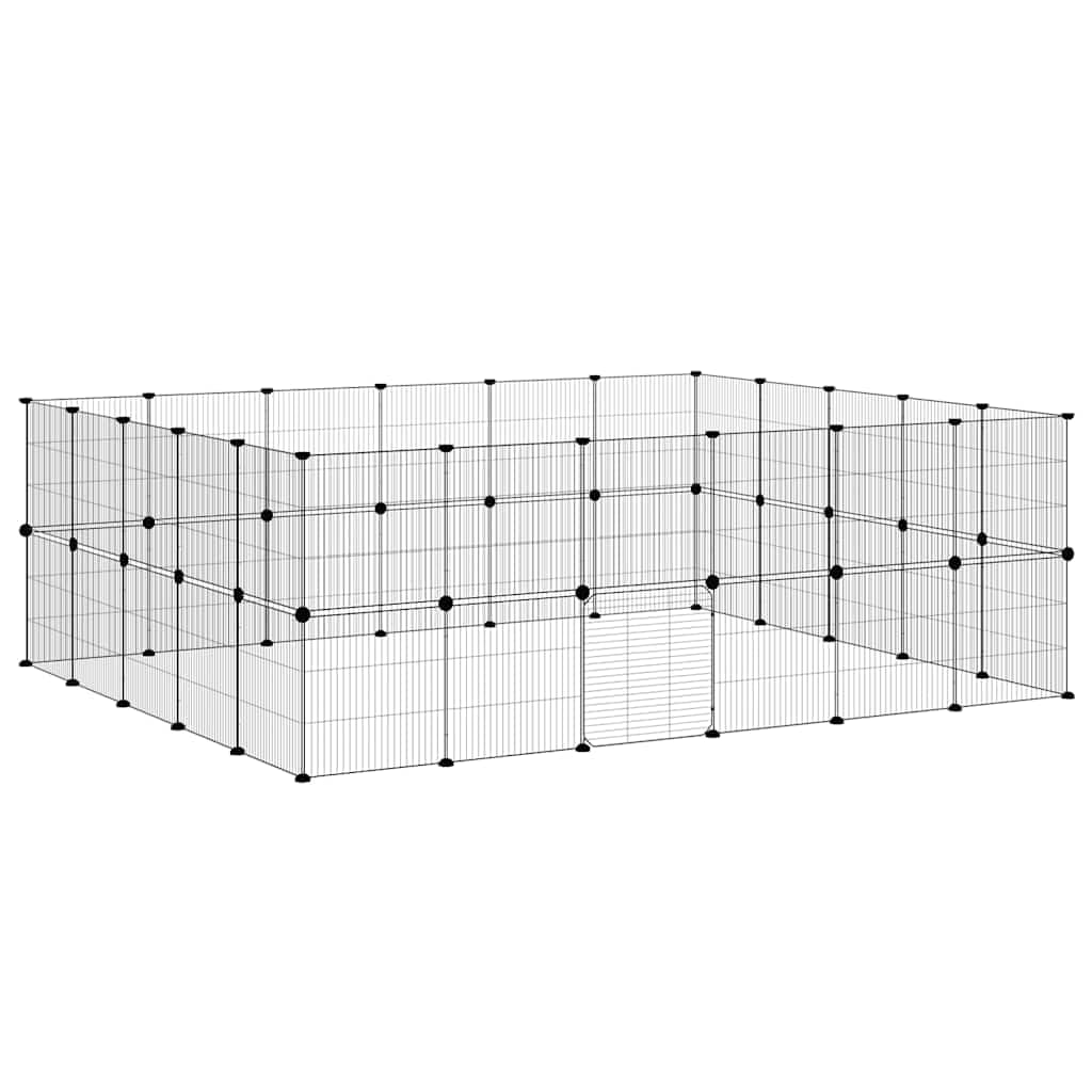 Jaula para mascotas de 44 piezas, de acero con recubrimiento en polvo, 35 x 35 cm, con puerta, color negro, plegable y resistente a la intemperie para roedores, conejos, cobayas, animales