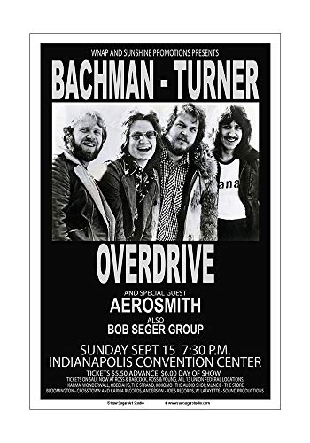 Raw Sugar Art Studio Bachman Turner Overdrive/Aerosmith/Bob Seger 1974 Indianapolis Concert Poster