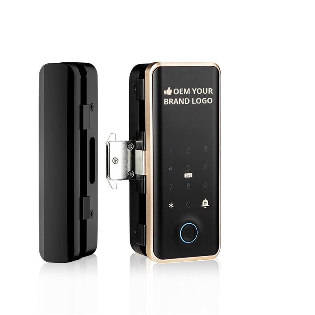 PNAWLLCF Tuya Smart Lock for Glass Door Fingerprint Code Card Frameless Frame Electronic Door Lock Digital Lock Sliding Door(E,Type B)