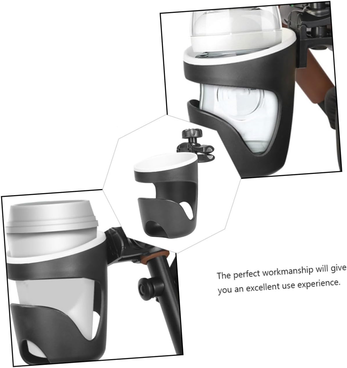 Sturdy Stroller Cup Holder and Water Bottle Rack, Black Milk Bottle Stand for Cart, Sturdy Parent Trolley Accessory for Travel and Outdoor Use