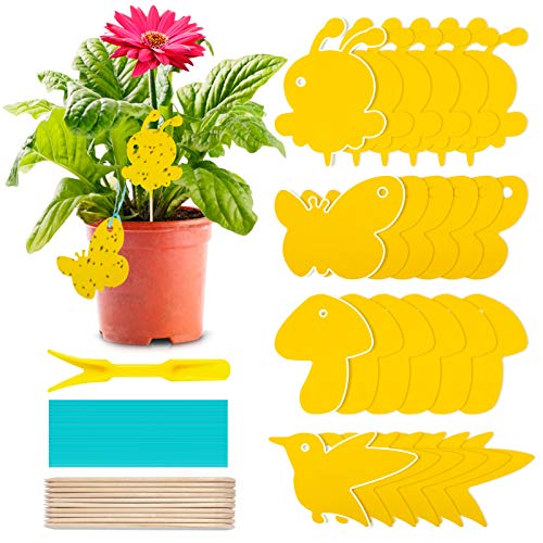 Preisvergleich Produktbild 24Pcs Gelbsticker Fliegenfänger, Gelbtafeln Trauermücken Bekämpfen Zimmerpflanzen Topfpflanzen Gelbsticker, Wasserdicht Gelbfalle Mückenfalle Klebefalle für Fruchtfliegen Mücken Blattläuse Nematoden