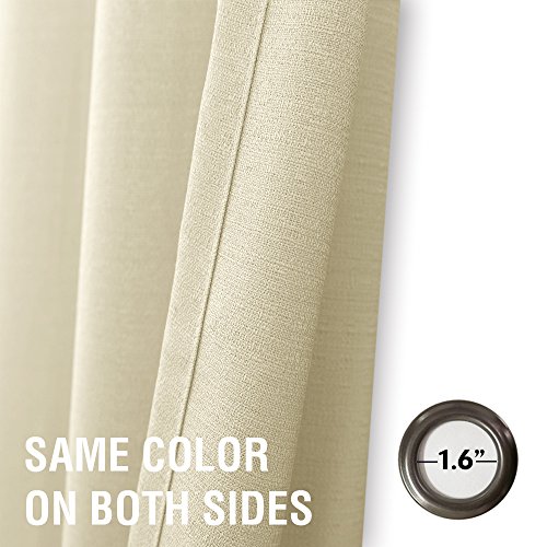 Lazzzy Kitchen Valance Semi Sheer Curtains 18 Inch Long Grommet Top Curtain Casual Weave Privacy Textured Half Window Curtain 1 Panel Beige #TOP3