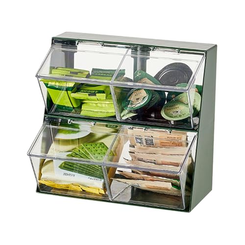 Genérico Organizador de bolsitas de té - Soporte de Almacenamiento para Bolsas de té de 2 Niveles con Tapa Transparente,Estante de para gabinete, mostrador, café, hogar, encimeras, hogar, despensa