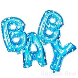 16 Inch Foil Mylar Balloons Bouquet for Wall Decoration (Premium Quality, Air-Fill Only), Blue Stars, Letters BABY
