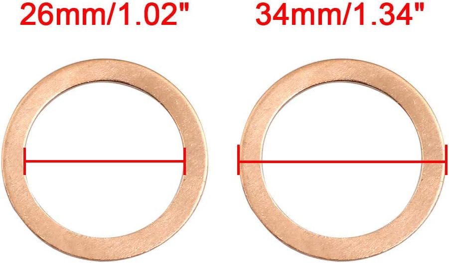 X AUTOHAUX 20 Pcs 26mm Inner Diameter Copper Washers Sealing Gasket Fitting, Copper Tone - Image 4