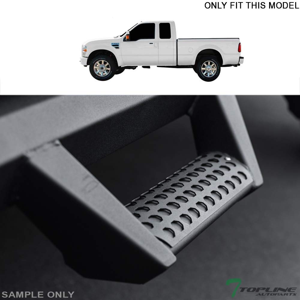 TLAPS 7422454773782 Compatible with 1999-2016 Ford F250 F350 F450 F550 Superduty Super (Extended) Cab Matte Black Hoop Drop Step Side Nerf Bars v2