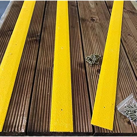 Non Slip Decking Strips- Pack of 20, 50mm x 600mm Anti Slip Floor Decking Edging Super Grip Stop Slipping GRP Composites Cover