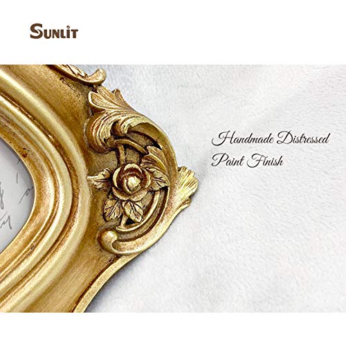 Sunlit Vintage Picture Frame 5X7 Inch, Luxury Antique Photo Frames With Glass Front, Photo Display, Tabletop Wall Hanging, Gold #TOP4