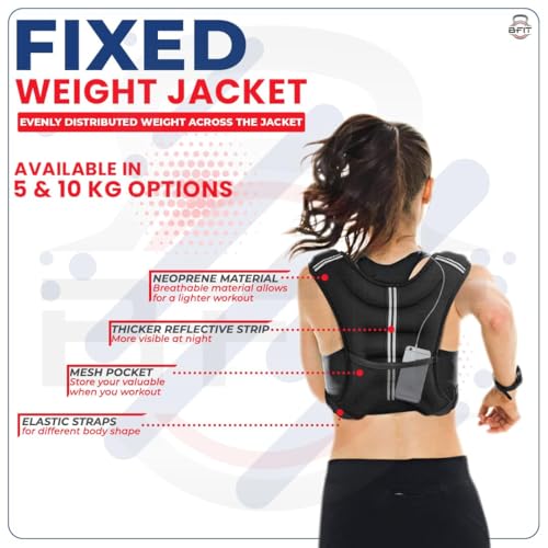 Image of B Fit Adjustable Weighted Vest for Men Women, Rucking Weight Vests Adjustable for Running, Training Workout, Jogging, Walking (Fixed Weight Black, 10 Kgs)