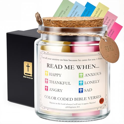 Read Me When Bible Verse Jar,Christian Birthday Gifts For women,Mom,Wife,Sister,Nana,Aunt,Grandma,Religious Graduation Gift,Bible stuff,Jesus decor,Inspirational Christmas Stocking Stuffers