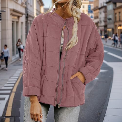 Oversized Quilted Down Jackets for Women Lightweight Puffer Jacket Winter Womens Casual Coat Packable Zip Up Parkas2