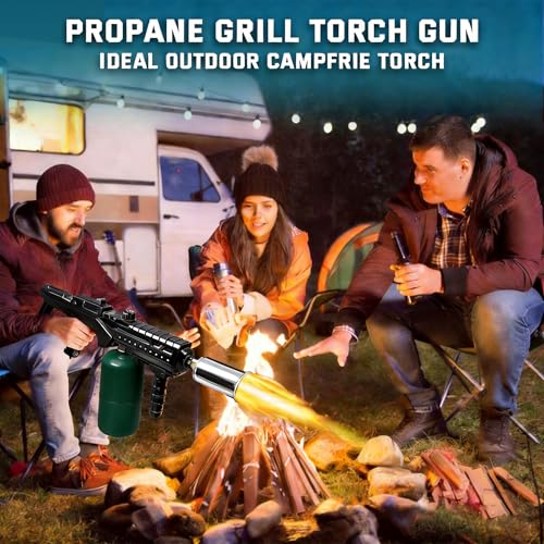 Image of Propane Torch Gun, Powerful Cooking Torch, Adjustable Flame Thrower Blow Torch for BBQ, Searing Steak, Charcoal, Campfire (Tank Not Included)