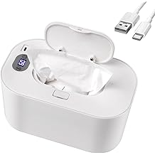 Baby Wipe Warmer and Baby Wet Wipes Dispenser, 5 Modes of Temperature Heating Control Portable Diaper Wipes Warmer for Newborn Baby, Baby Shower Gifts White