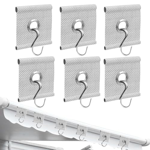 ZORVUJI 6 x Ojales para Guía de 5/6 mm - 7/8 mm Set de Cinta de Ojales para Avance Caravana, Ganchos de Toldo Accesorios con 6 Ganchos en S de Acero Inoxidable para Caravana Camping Avance Blanco