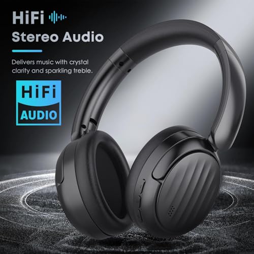 Image of Bluetooth Headphones, Hybrid Active Noise Cancelling Over Ear Headphones | 35H Playtime, HiFi Stereo Foldable wireless Headphones with Foam Ear Cups for Sports, Office, Travel