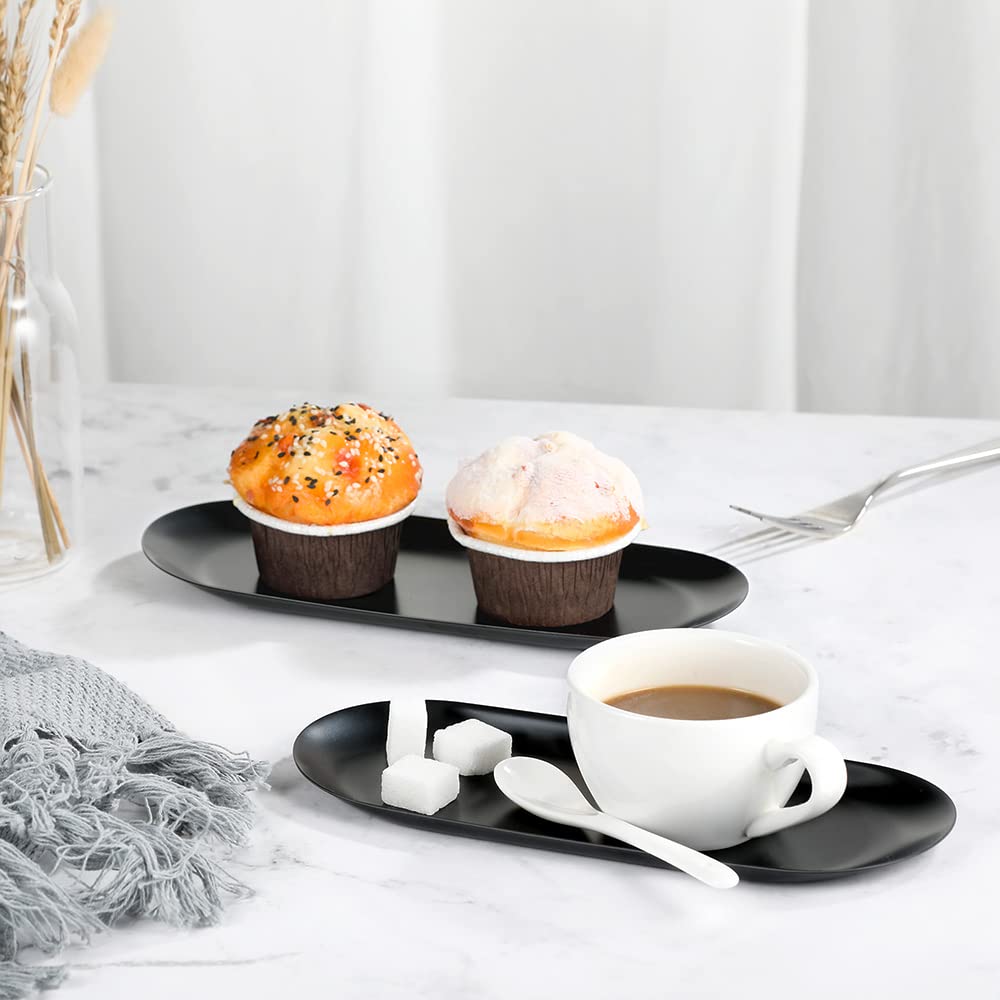 ecooe Stainless Steel Storage Tray, Extra Large Oval Cosmetic Tray, 23 x 9.5 cm, Black Decorative Tray for Jewelry Cosmetics - Image 4