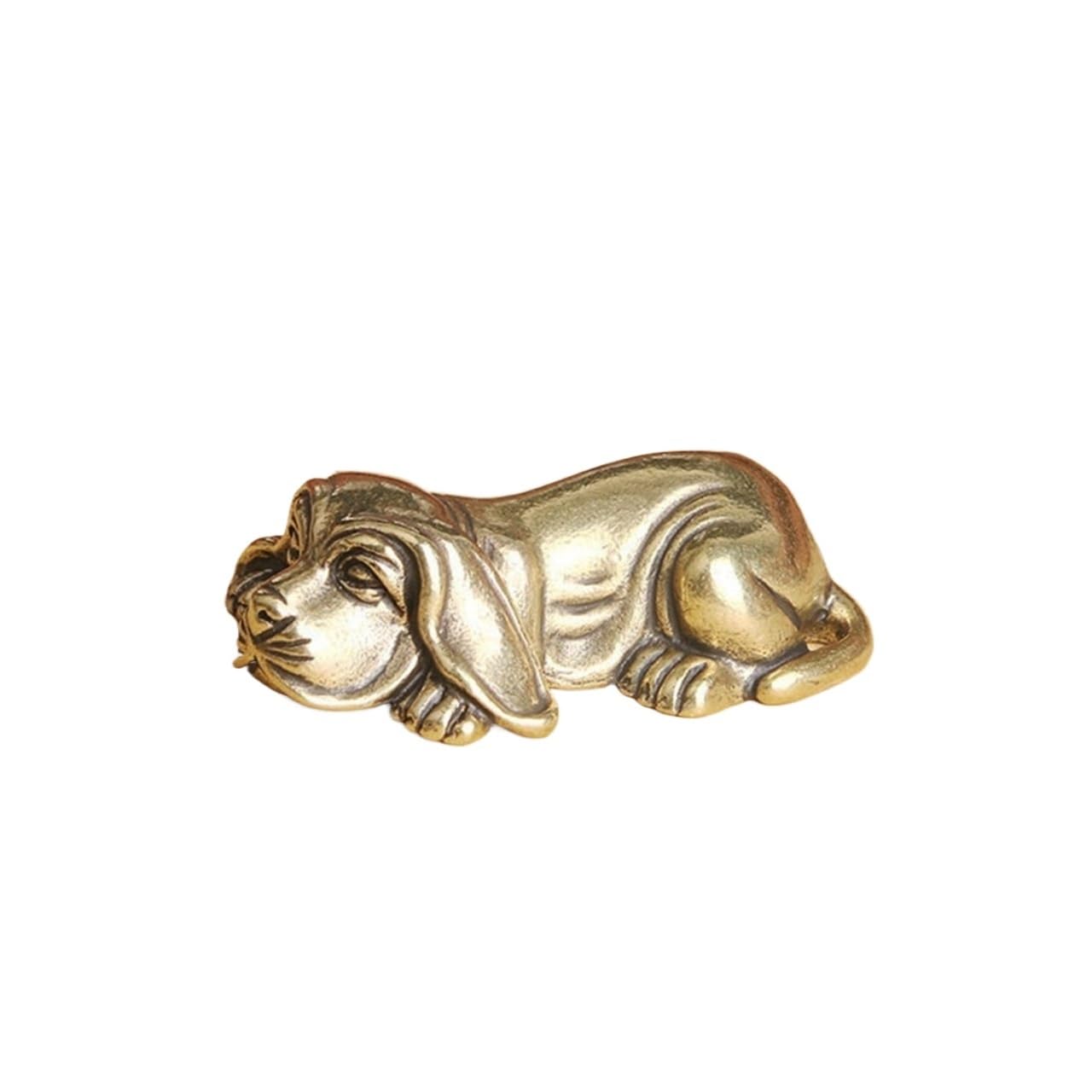 Huolimxun One Color Vintage Brass Cute Mini Dog Figurine Miniature Desktop Ornaments Home Decor Crafts Children Gift