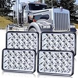 BAOLICY 4x6 In LED Headlights DOT Approved 4PCS 45W Rectangular H4651 H4652 H4656 H4666 H4668 H6545 H4642 Hi/Low Sealed Beam Headlights for Chevy S10 Blazer Kenworth T800 W900 Truck Van SUV