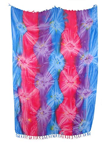 Pareo Sarong Tuch bunt gebatikt farbenfroh Batik Design/große Auswahl schönste Farben/Wickelrock Strandtuch Sauna-Tuch Wickelkleid Schal Bademode...