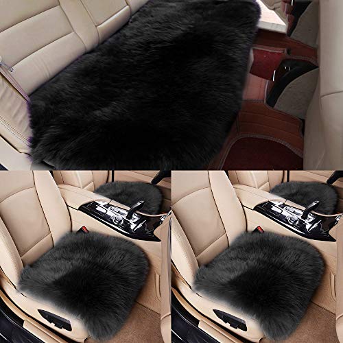 Big Ant Sheepskin Seat Covers Full Set, 2Pc Front Car Seat Pad + 1Pc Rear Car Seat Cover Authentic Australian Soft Wool Warm Seat Cushions Winter Protector - Universal Fit Cars Auto Supplies #TOP8