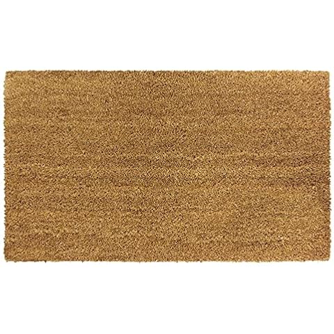 MUSAN Natural Coir Door Mat - Anti Slip Flexible Latex Backing Rubber - Plain 100% Natural Coir Dirt Trapper Mats - Indoor & Outdoor Entrance - Suitable For Home, Hallways, Lobby (40 x 70cm) Cover