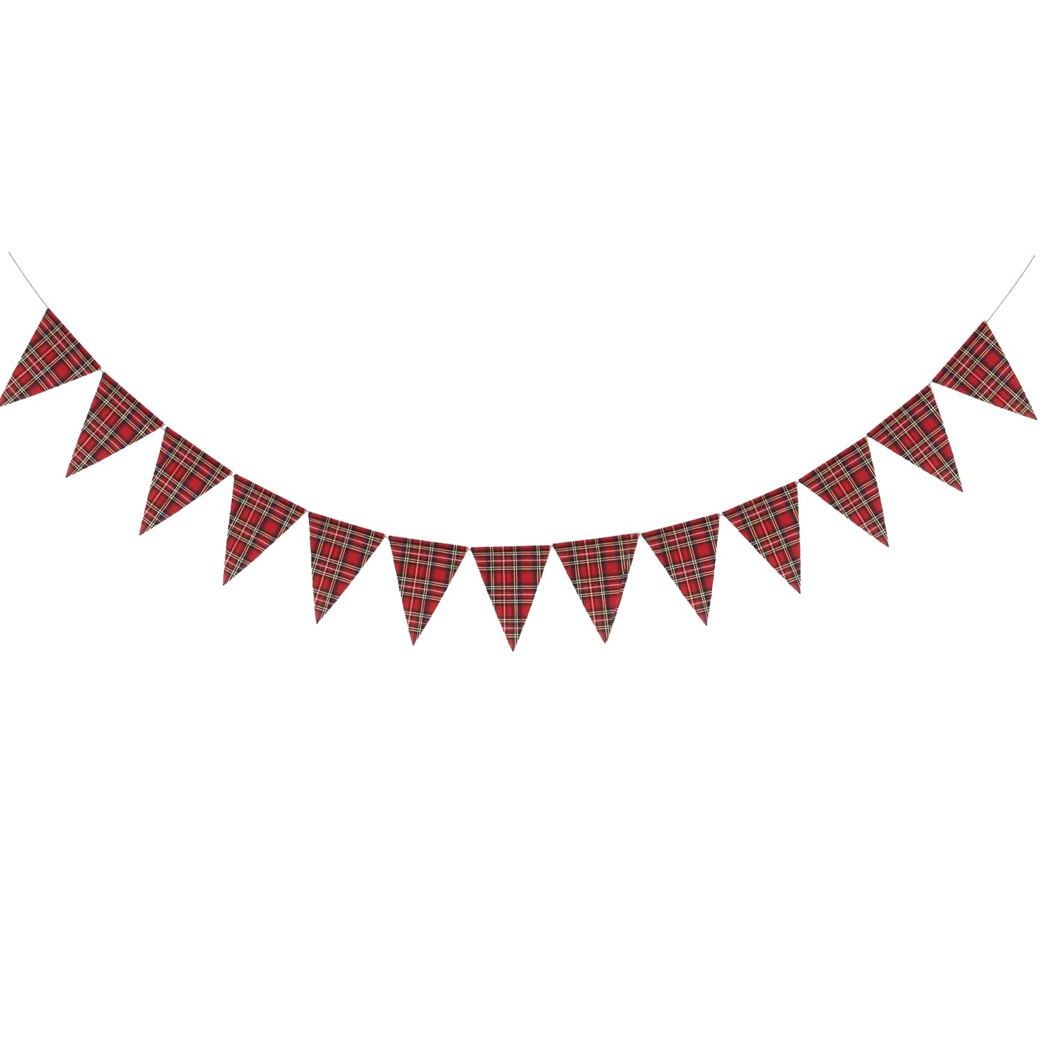 MFUOE Christmas Decorations Tartan Fabric Bunting Merry Christmas Banner Vintage New Year Party Hanging Decoration for Festivals Graduation Garden (1)