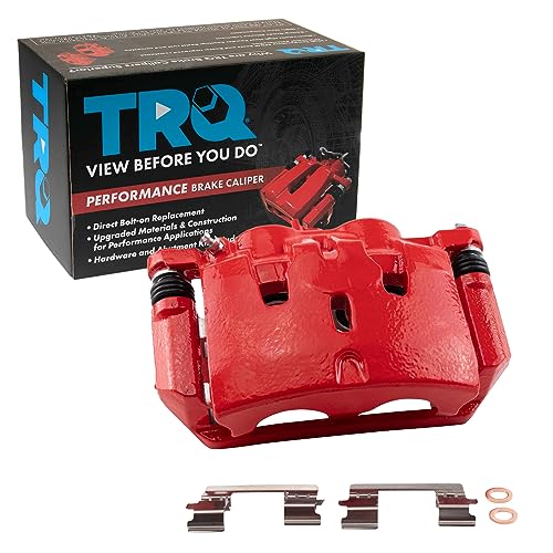 Image of TRQ Front Right Brake Caliper w /Bracket Performance Red Passenger Side | For 2009-2015 Honda Pilot