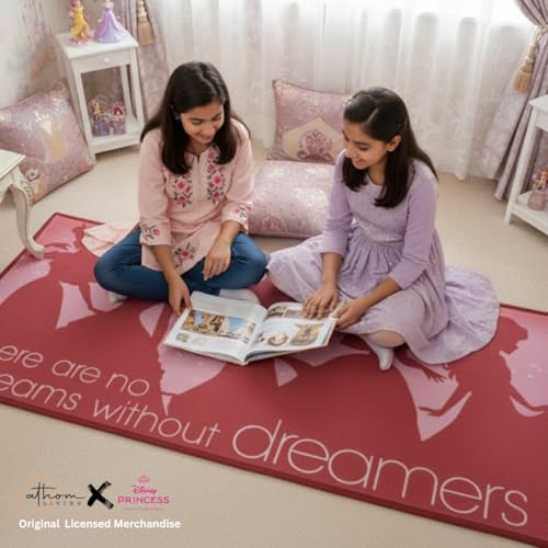 Image of Athom Living Disney Princess (Dreams) Runner Carpet 2x4.5 Ft, Soft Printed Mat with Anti-Skid Backing, Durable Washable Runner for Kids Bedroom, Play Area & Playroom Decor