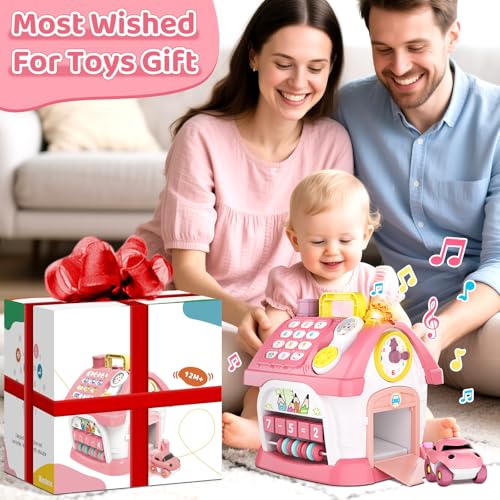 Beacron Baby Toys for 1 Year Old Girl Gifts: 8 in 1 Toddler Learning Musical House for 1 2 Yr Girl and Boy, First Birthday Gift for 12-18 Months, Bilingual Educational Toy for Toddlers 1-3